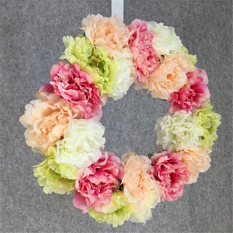 

Искусственный Пион, венок для входной двери, венок ручной работы для входной двери, Уличный настенный Декор для дома, вечеринки, свадьбы, 17 д...