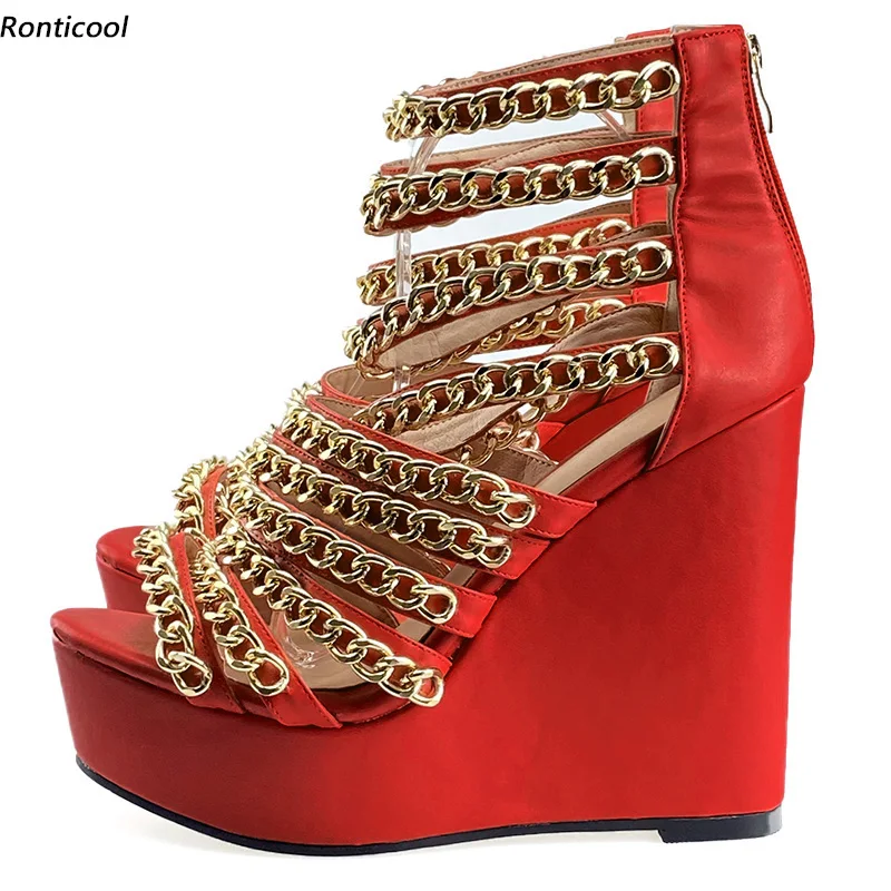 Женские сандалии с открытым носком на цепочке 11 цветов Размеры 35 45 47 52|Боссоножки