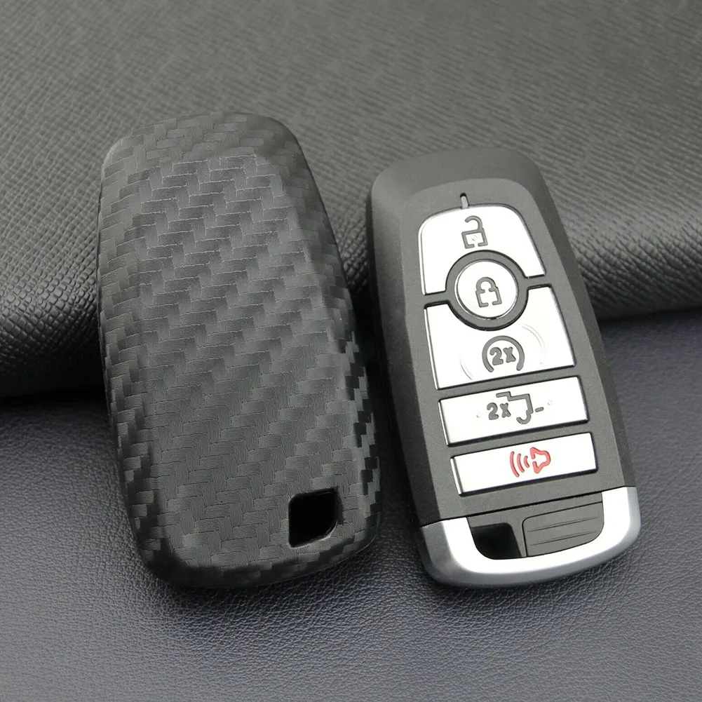 

Accessories Key Fob Carbon Fiber For Ford Fusion Explorer Mondeo Silica Gel High Quality