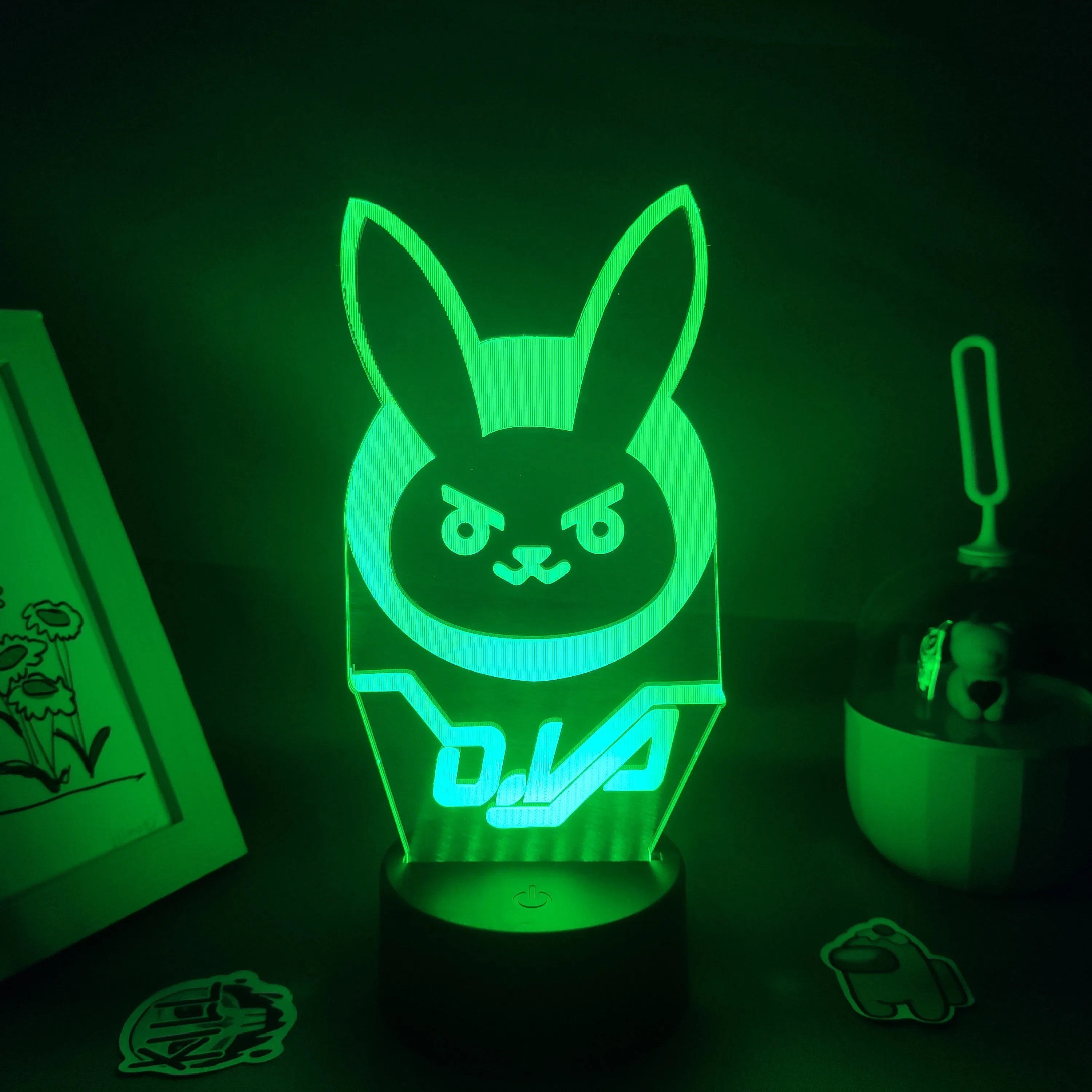 Overclock фигурка из игры OW лампа Dva 3D светодиодные неоновые RGB ночные светильники