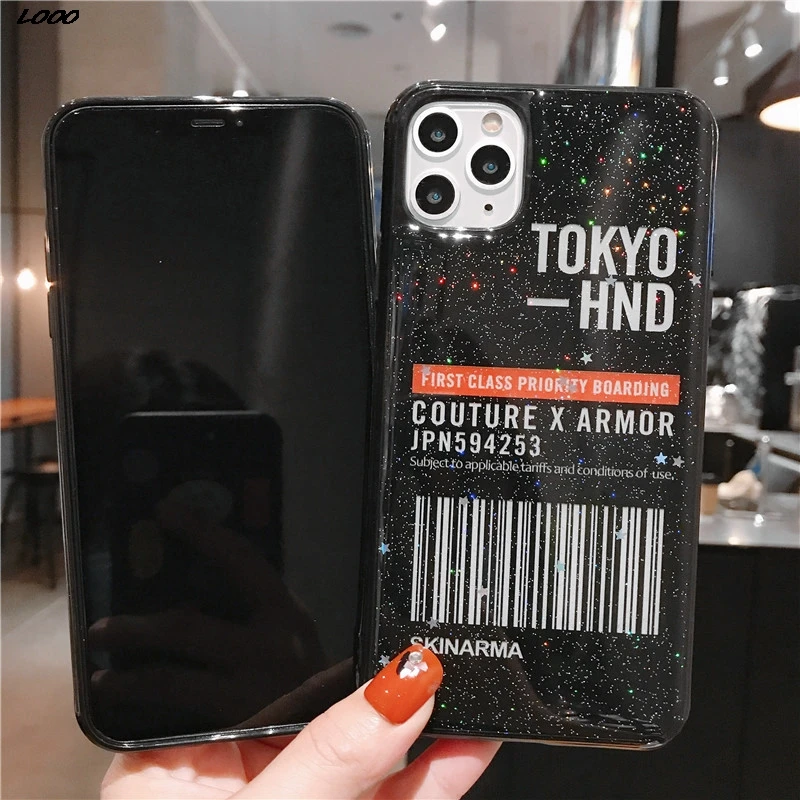 Черная эпоксидная смола арт буквы этикетка блестящий чехол для телефона iphone 11 Pro