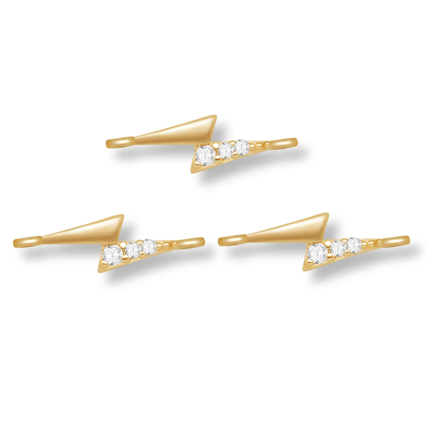 

White Cubic Zirconia Crystal 14k Gold-plated Electric Lightning Charm Connector For Bracelet Earrings Makings CZ Jewelry Present