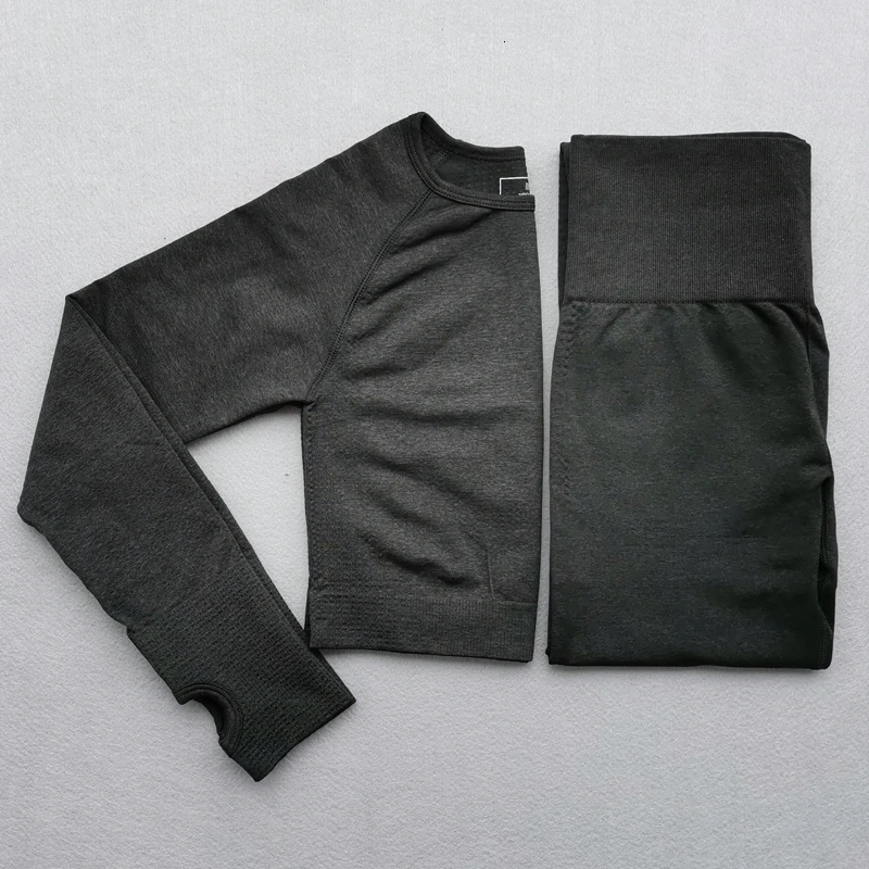 Бесшовный костюм для йоги 2 шт. спортивные футболки укороченный топ бесшовные