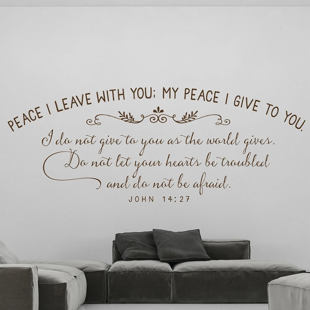 

Spanish Quotes Peace I Leave With You John 14:27 Bible Wall Verse Sticker Religious Prayer Mural Bedroom Decor HOME Decal DW9501