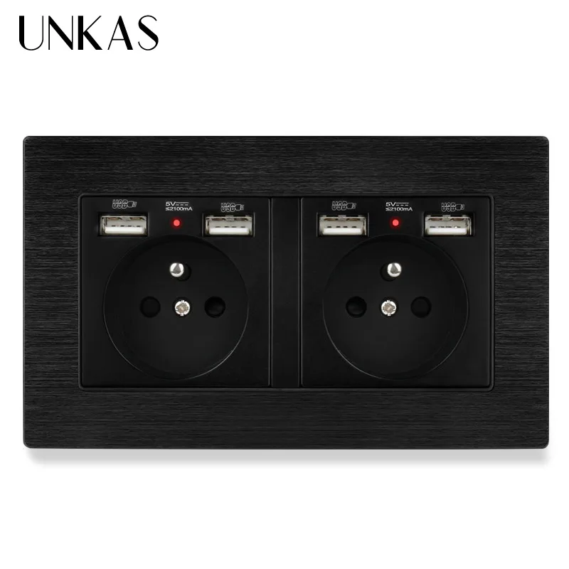 UNKAS французский Стандартный настенная розетка с 4 USB зарядка Порты и разъёмы для