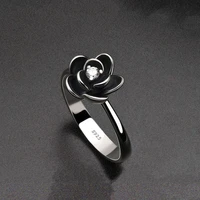 wholesale hot selling jewelry fashion personality black rose center inlaid zircon ladies ring engagement crystal jewelry