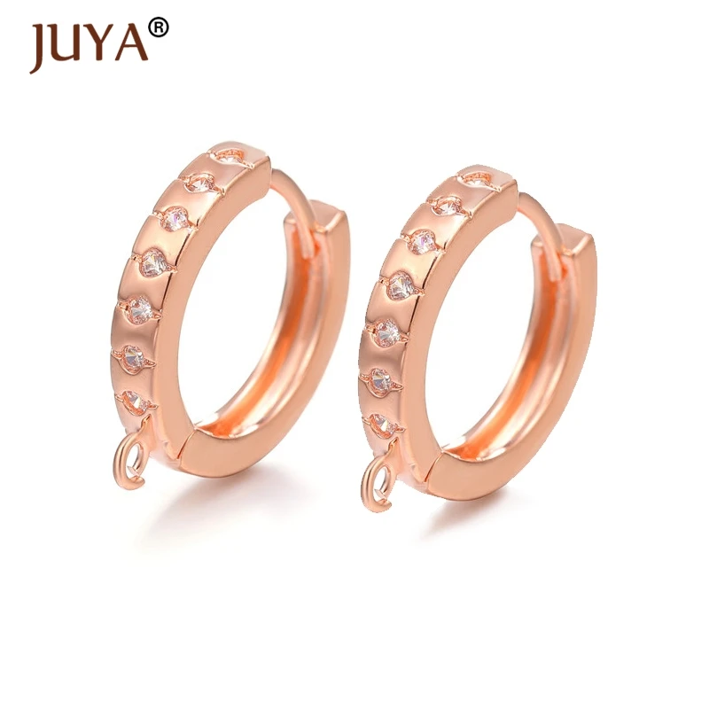 Handmade DIY Hoop Earrings Accessories for Jewelry Making Copper CZ Zircon Gold Color Round Earring Hooks Clasps Findings | Украшения и