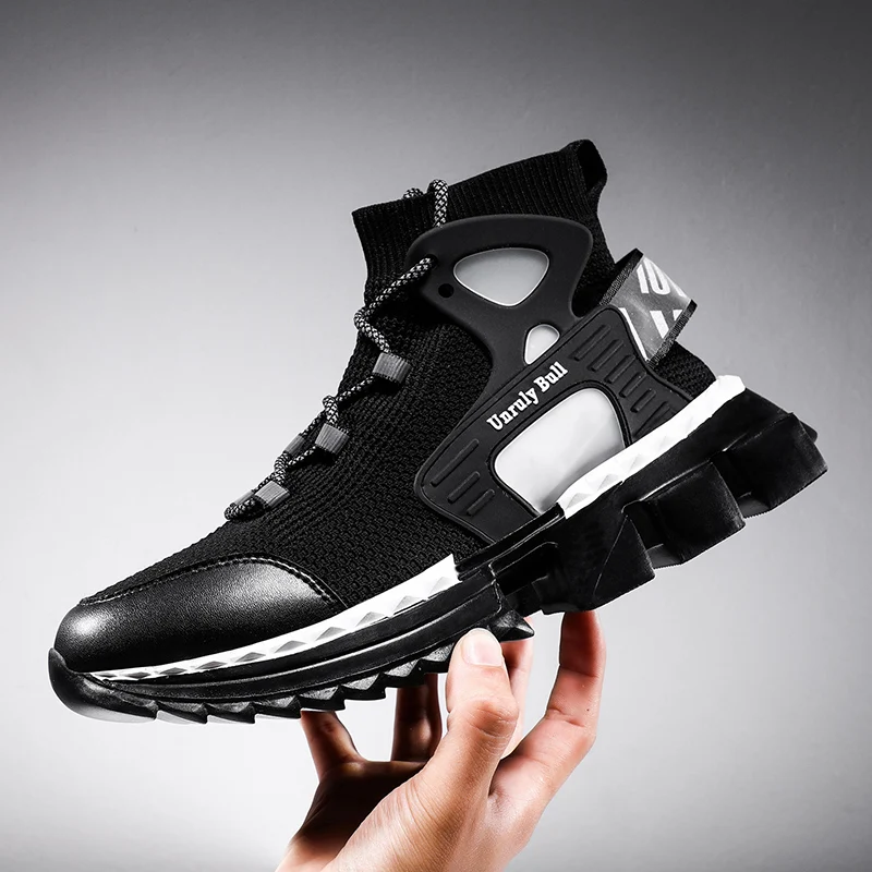 

Breathable Sports Shoes Flying Wire Mesh Running Shoes Men High Top Sock Sneakers Cushioning Trainers FitnessJogging Zapatillas