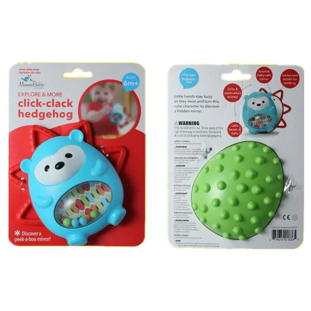 

Infant Cute Teether Tumbler Hedgehog Rattle Mirror Soothing Toy Resistant ABS Elasticity Durable Toy