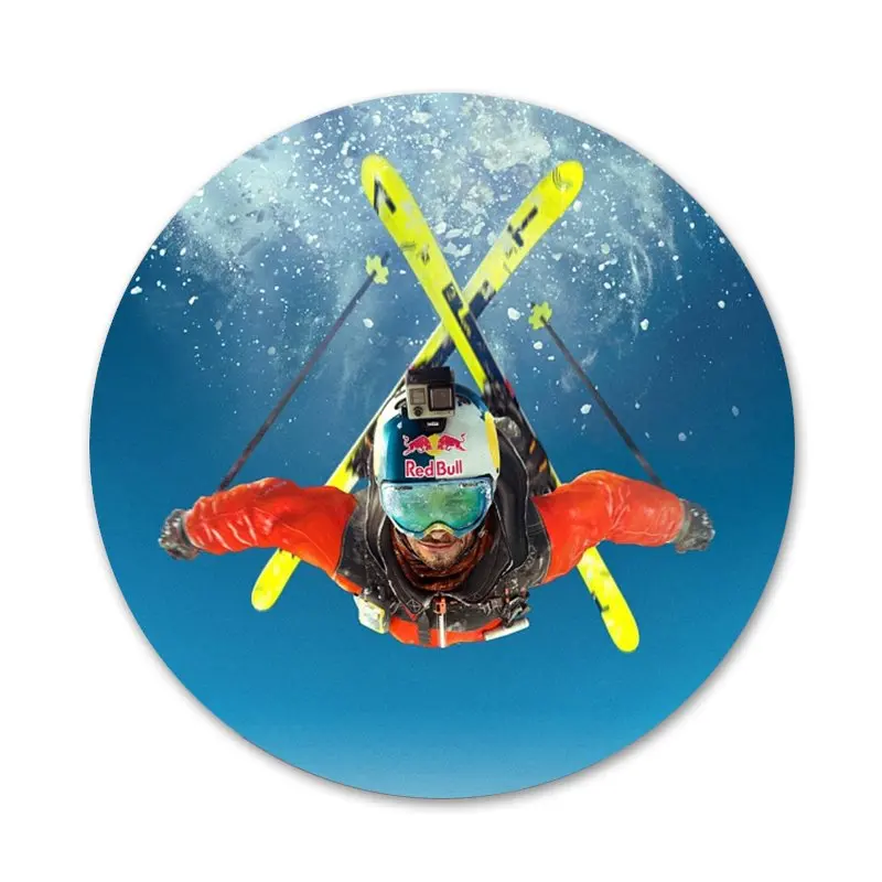 Удивительный значок в стиле Фристайл со снежными лыжами для украшения одежды и