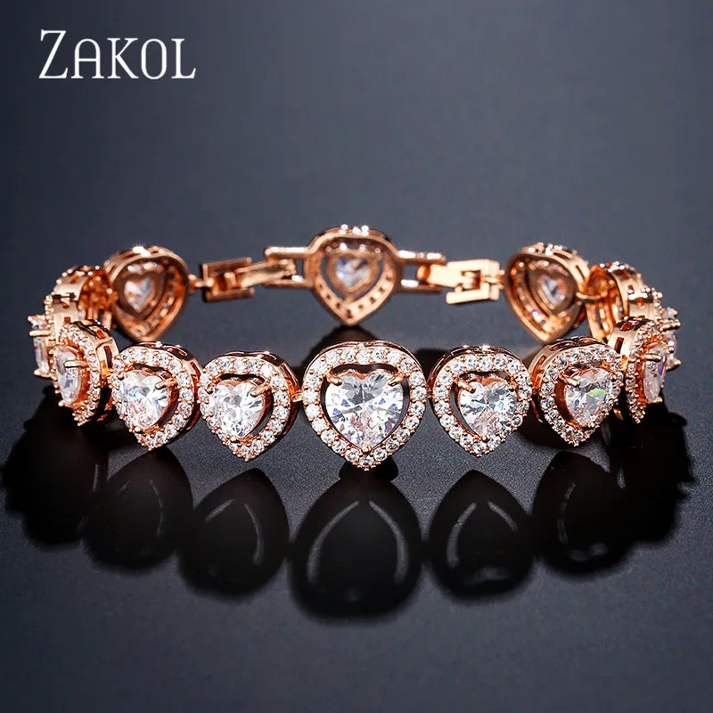 ZAKOL Романтический кубический цирконий сердце любовь мода Сладкий Свадебный