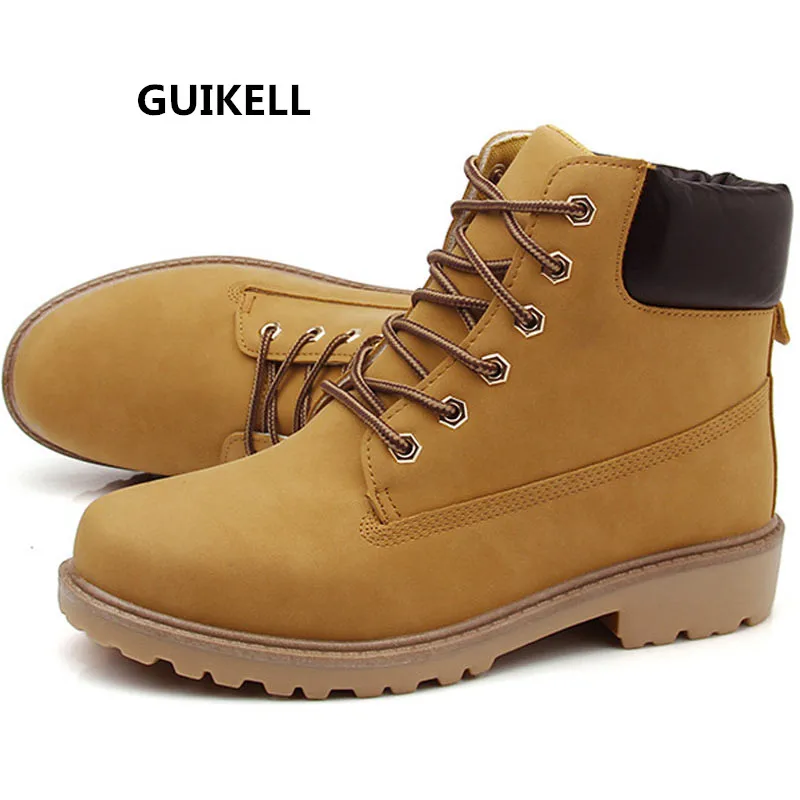 

GUIKELL Winter Men Boots PU Outdoor Snow Ankle Boots Male Lace Up Anti-slip Booties British Sneakers Plus Size 46