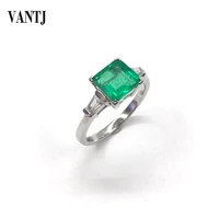 vantj real 10k white gold rings lab grown hydrothermal created colombia emerald cce moissanite fine jewelry women party gift