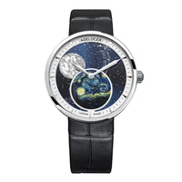 agelocer ladies real moonphase watch women sapphire waterproof blue leather wrist watches moon phase bracelet