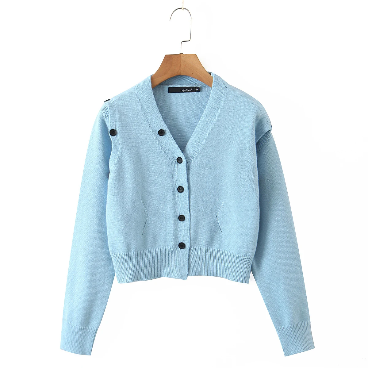 

JC·KILIG Knitted Cardigan Jacket Hollow Off Shoulder Short Sweater L9855