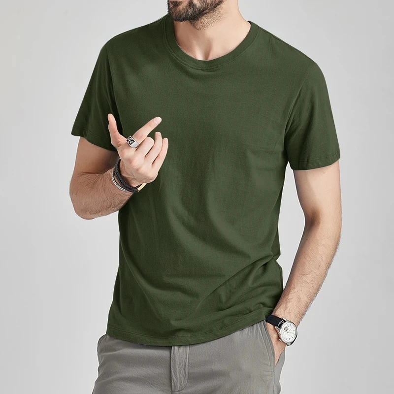 

2021 new cotton summer short solid color T-shirt for men
