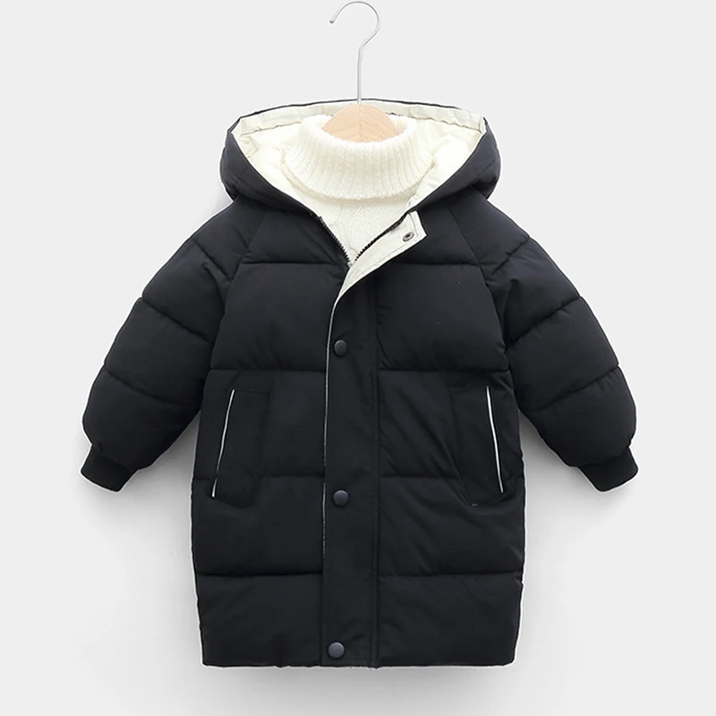 

2021 New Boy Kids Winter Parkas Teenager Outfit Children Outerwear Long Thick Warm Hooded Down Jacket for Girls Clothes Snowsuit