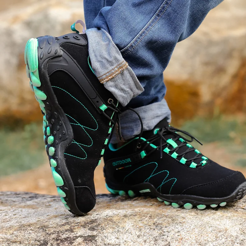 

Spring Hiking Shoes Men Women Waterproof shoes Wear-resisting Climbing Mountain Shoes Leather Sport Sneakers Trekking Boot