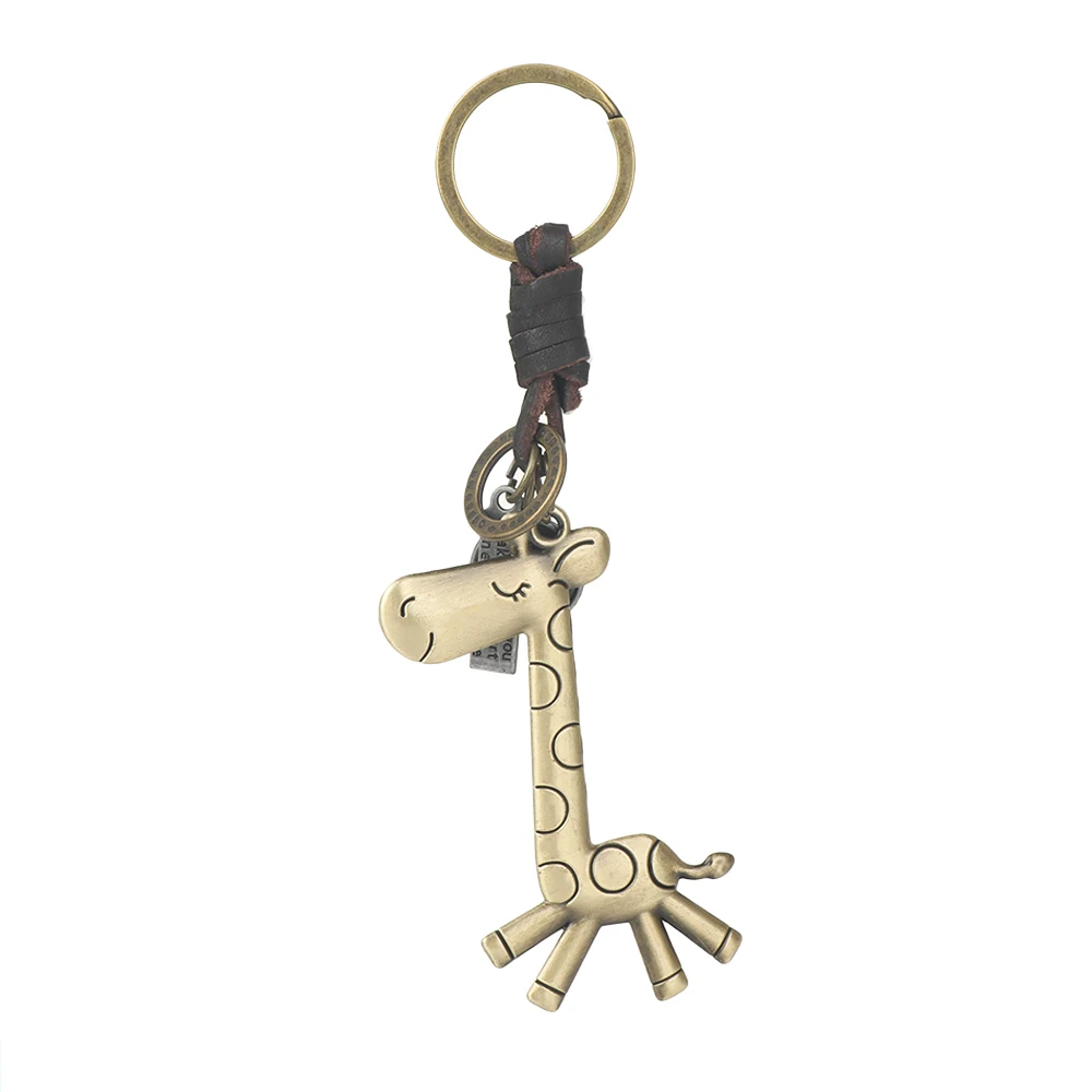 Винтажный брелок в виде жирафа милый палевый металлический круглый квадратный