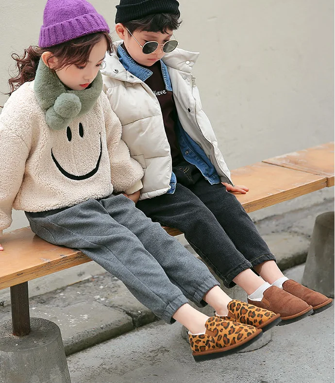 

Winter Kids Fashion Snow Boots Thick Child Genuine Leather Warm Plush Soft Bottom Baby Girls Boots Winter Ski Boot For Baby