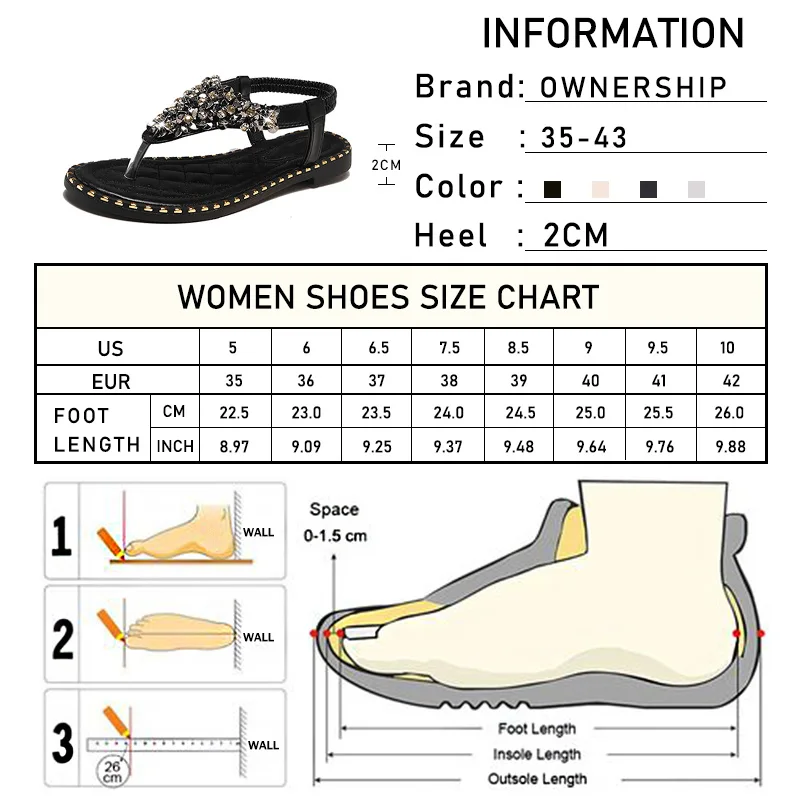 Женщины Богемия Хрустальные Сандалии Дамы Элегантный Горный Хрусталь Вьетнамки