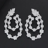 larrauri trendy leaf shape cz stud earrings for women wedding cubic zircon crystal cz dubai earrings fashion jewelry