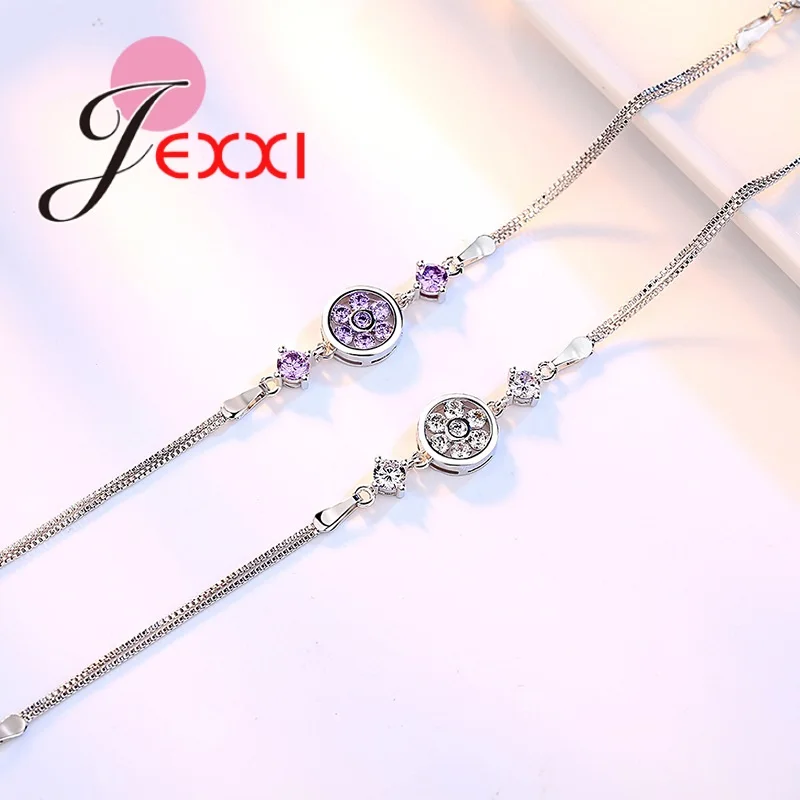 

Top Quality Elegant Jewelry Set 925 Sterling Silver Austrian Crystal Flower Charms Necklace Earrings Bracelet for Women Gifts