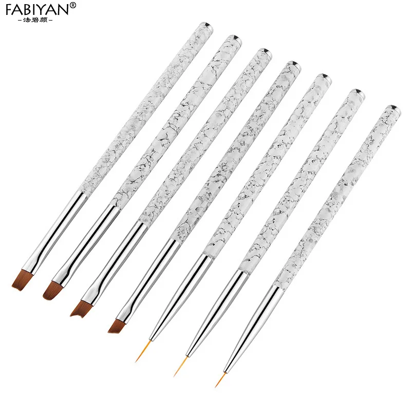 Кисть для дизайна ногтей Мраморная живопись Плоская Круглая ручка Французский