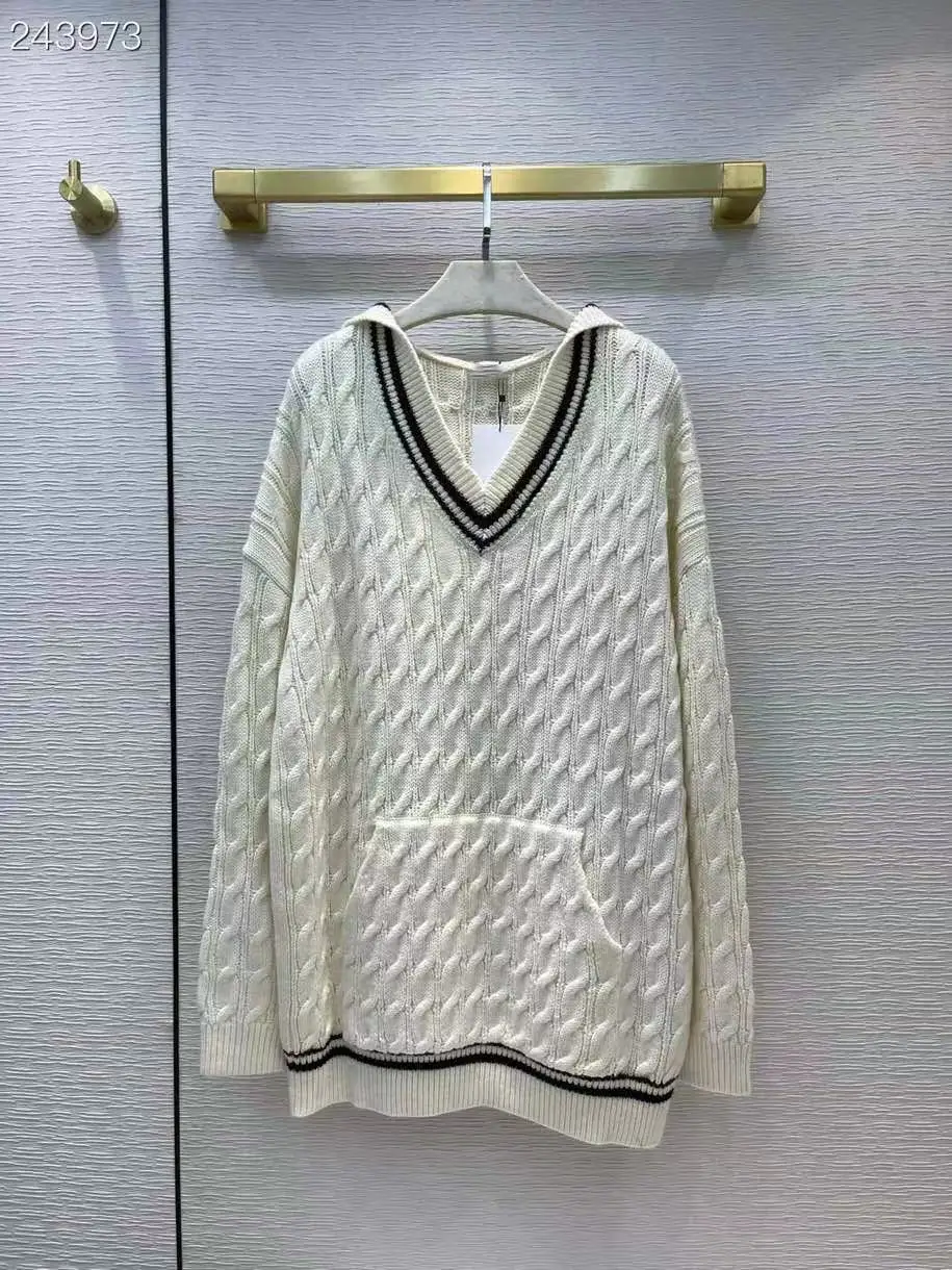 

Fyion Runway Fashion Women Hooded Sweater 2021 High Quality Winer Long Sleeve Knitted Pullover Long Sweater