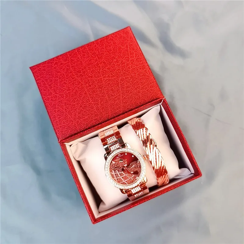 

Bd Full Diamond Ladies Watch Set Shines Overbearing Gorgeous Women's Gold Watch Set