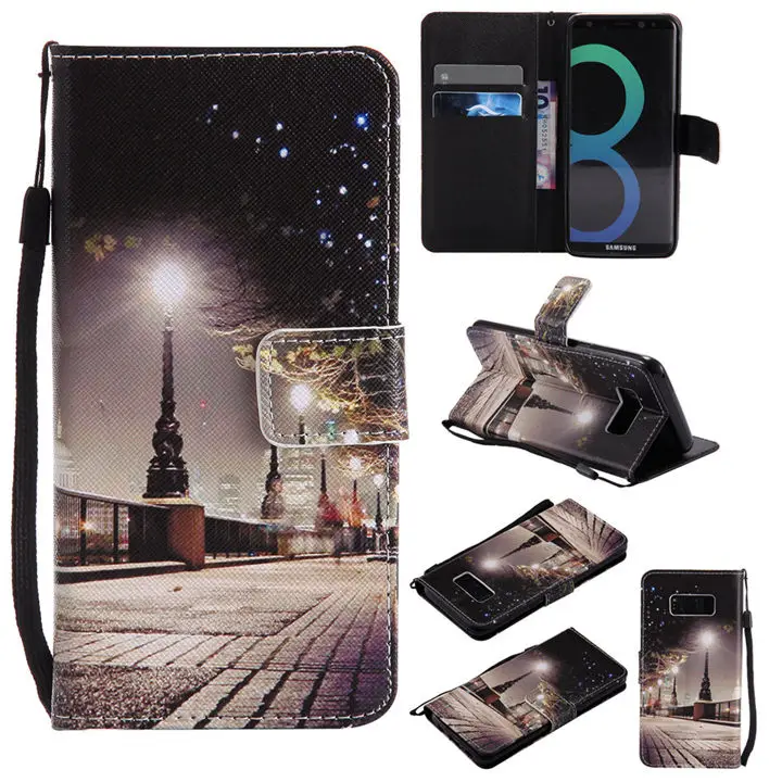 Cityscape Милый кожаный чехол-книжка для Funda samsung Galaxy S8 S9 Plus S7 S6 Edge чехол с кошкой и деревом для глаз чехол-кошелек с подставкой и отделением для карт P06F - Цвет: Cityscape