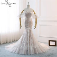 boho wedding dresses mermaid bridal gowns plus size lace appliques corset back off the shoulder bride dress vestido de noiva