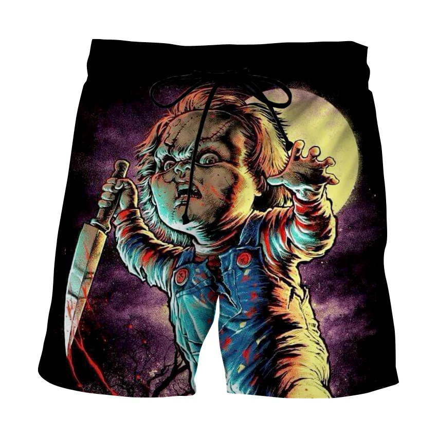 

Men's summer green flame shorts 3D printing beach shorts black personality simple casual fitness tide brand shorts beachwear