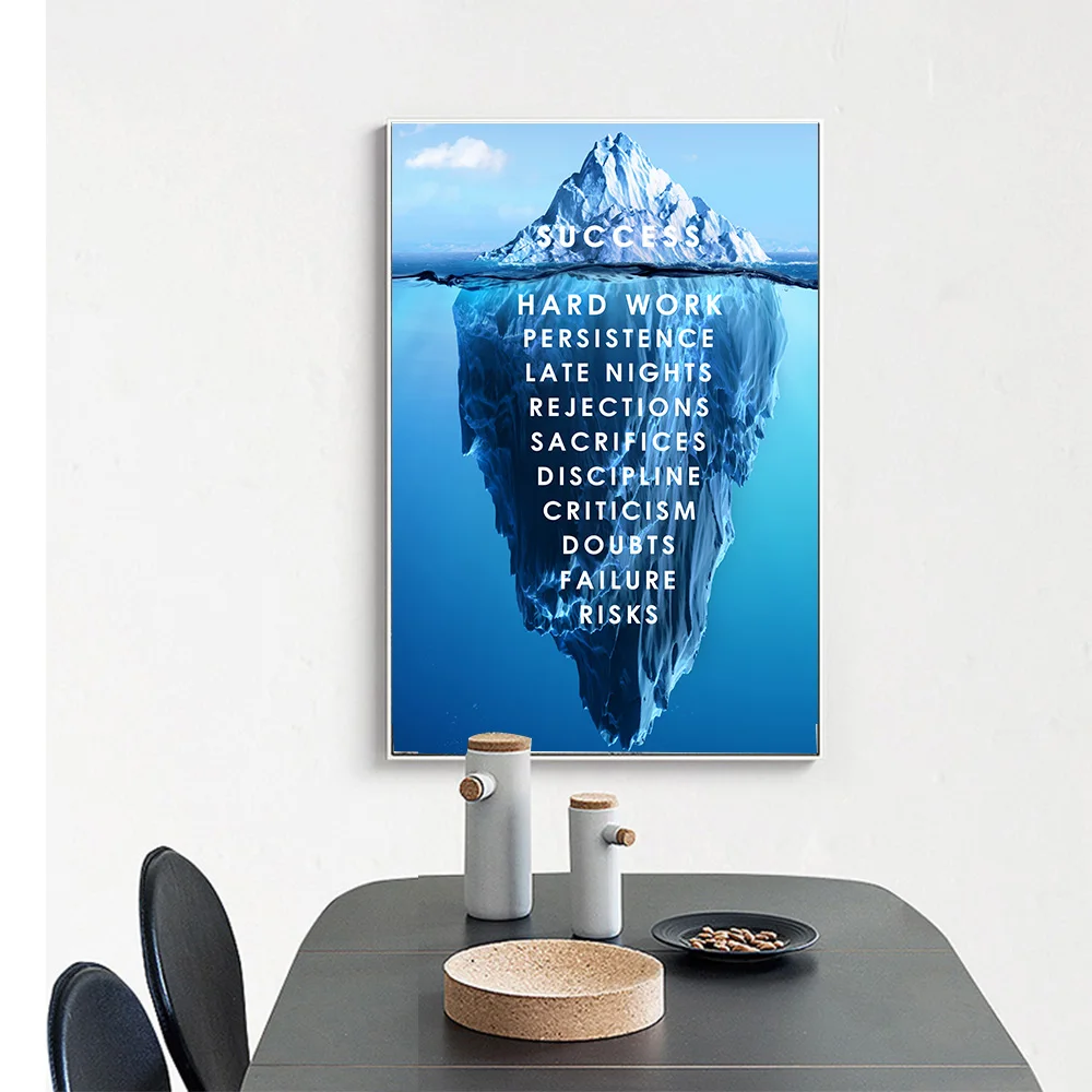 

Iceberg of Success Canvas Poster Landscape Motivational Canvas Painting Wall Art Picture for Home Decor (No Frame)