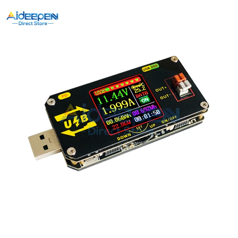 Type C USB цветной экран тестер для зарядки CNC Buck Boost источник питания Обнаружение PD