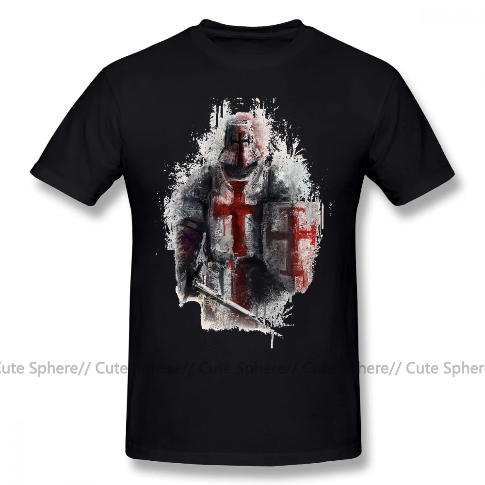Футболка Crusader, футболка Crusader, модная футболка с графикой, 100 хлопок, мужская, 4xl, с коротким рукавом, забавная футболка - Цвет: Black