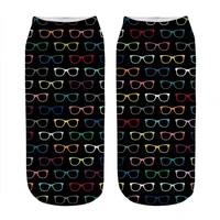 womens socks kawaii colorful hipster eyeglasses printed socks woman harajuku happy funny novelty cute girl gift socks for women