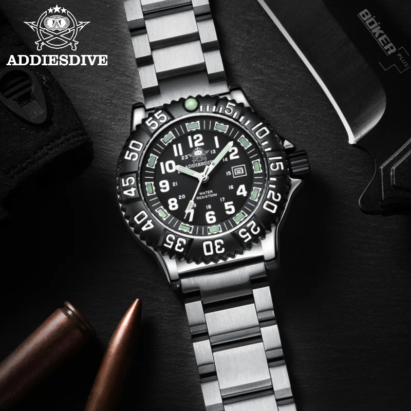 

Addies 2021 new military outdoor sports Men's Quartz Watch Tube Luminous Watch Rotating Bezel 50m Waterproof Watches steel watch