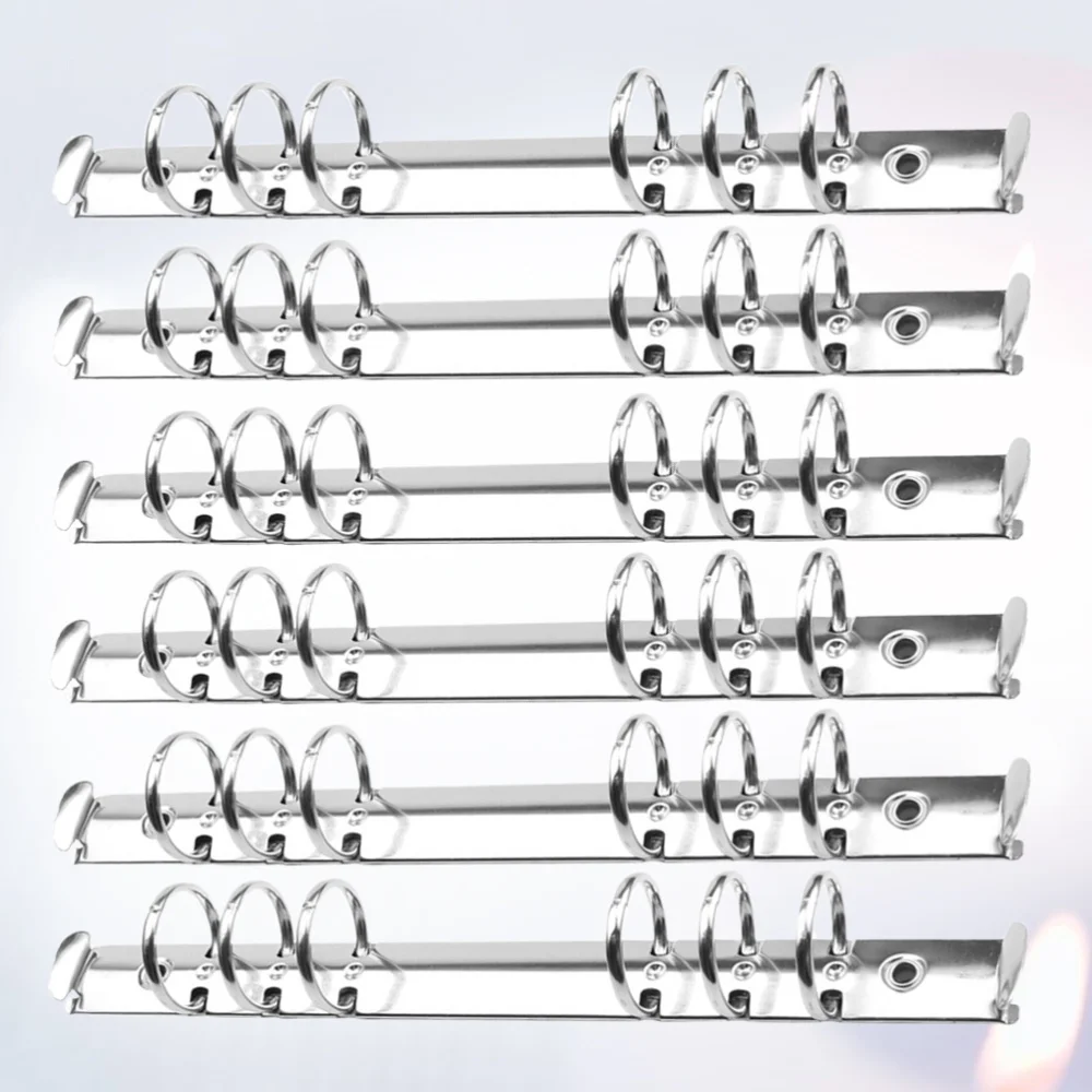 

6Pcs Album Scrapbook Clips Metal Loose Leaf Book Binder Rings Metal Ring Binder Stationery Office Supply(Silver)