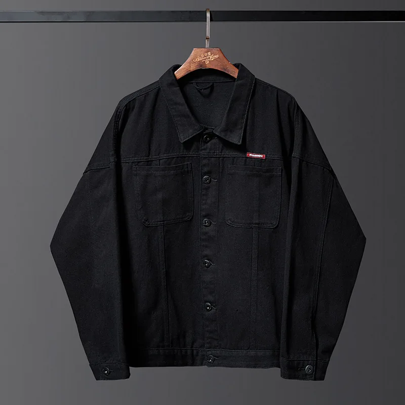 Мужская джинсовая куртка черная Свободная из денима большие размеры M L XL 2XL3XL 4XL 5XL