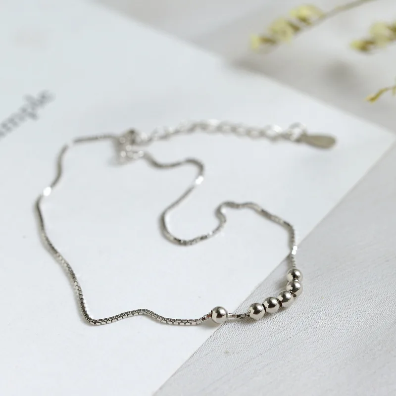 Браслеты анклеты женские из серебра 925 пробы с бусинами|Анклеты| |