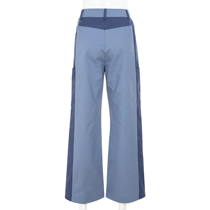 Weekeep женские лоскутные брюки с высокой талией уличная пуговица широкие брюки модные женские брюки