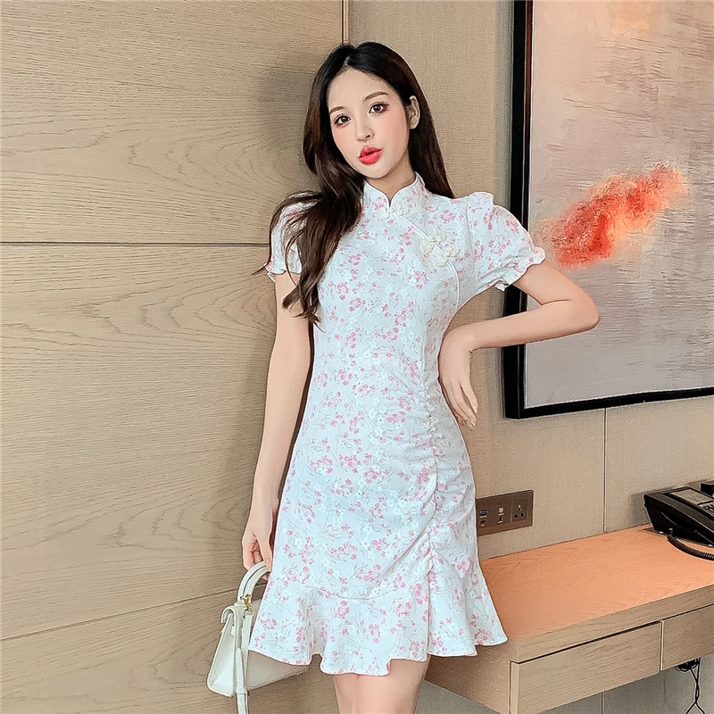

Make French floral fairy skirt gentle summer wind brim skirt new fishtail dress show thin