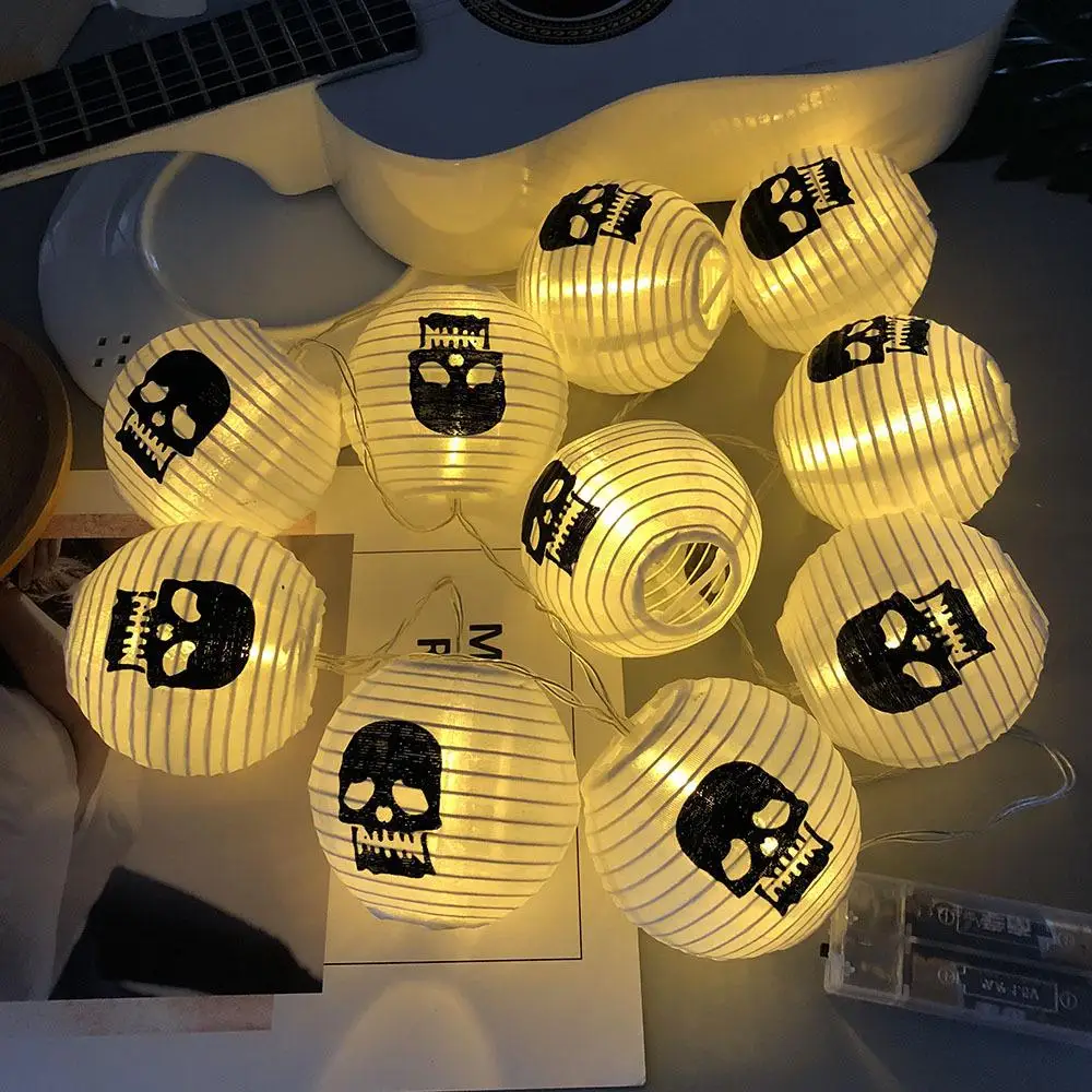 

10LEDs Halloween Lantern String Light Retractable portable skull for Ghost Festival Background Decoration Lamp