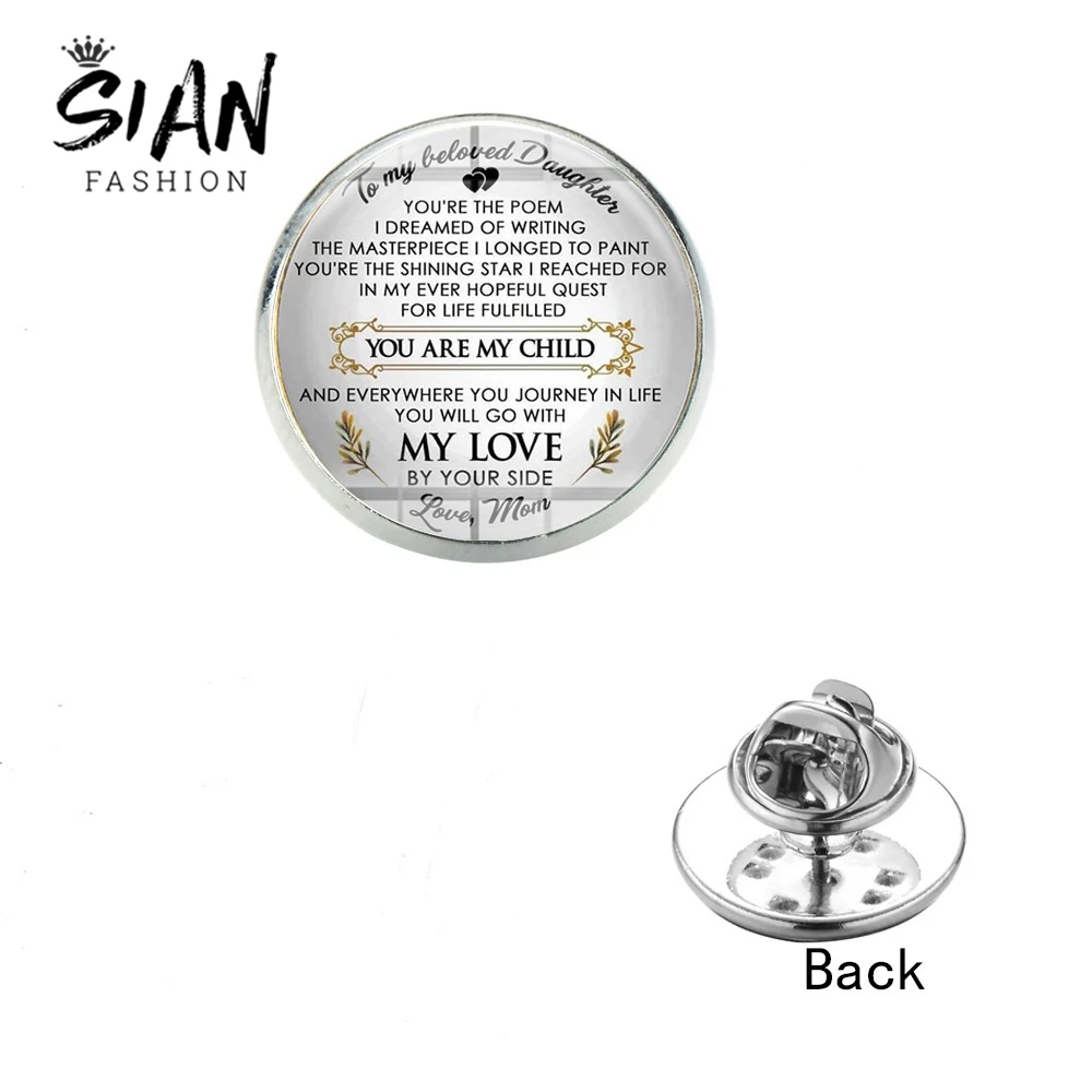 SIAN To My Loved Daughter Brooch You Are Child A Letter from Dad and Mom Crystal Time Gem Stainless Steel Pins Badge for Kids | Украшения и