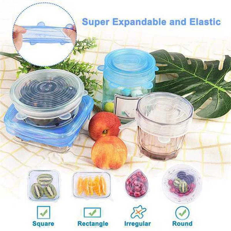 

30 Pcs Silicone Elastic Lid Reusable Fresh-Keeping Food Lid Durable Elastic Sealing Lid for Containers of Various Shapes