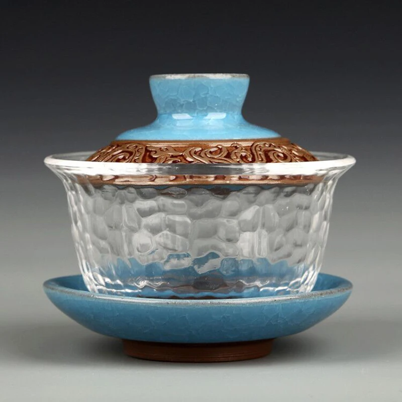 Стеклянный керамический чайный сервиз Gai Wan китайские чайные наборы Dehua Gaiwan