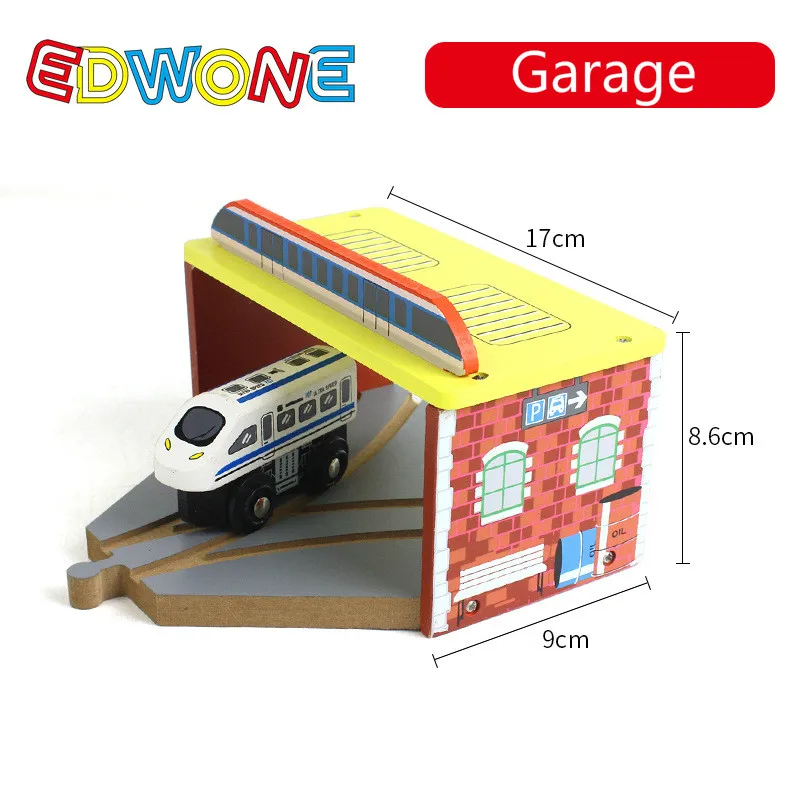 Деревянный поезд станция автомобиля игрушечный гараж магнитного слота моста