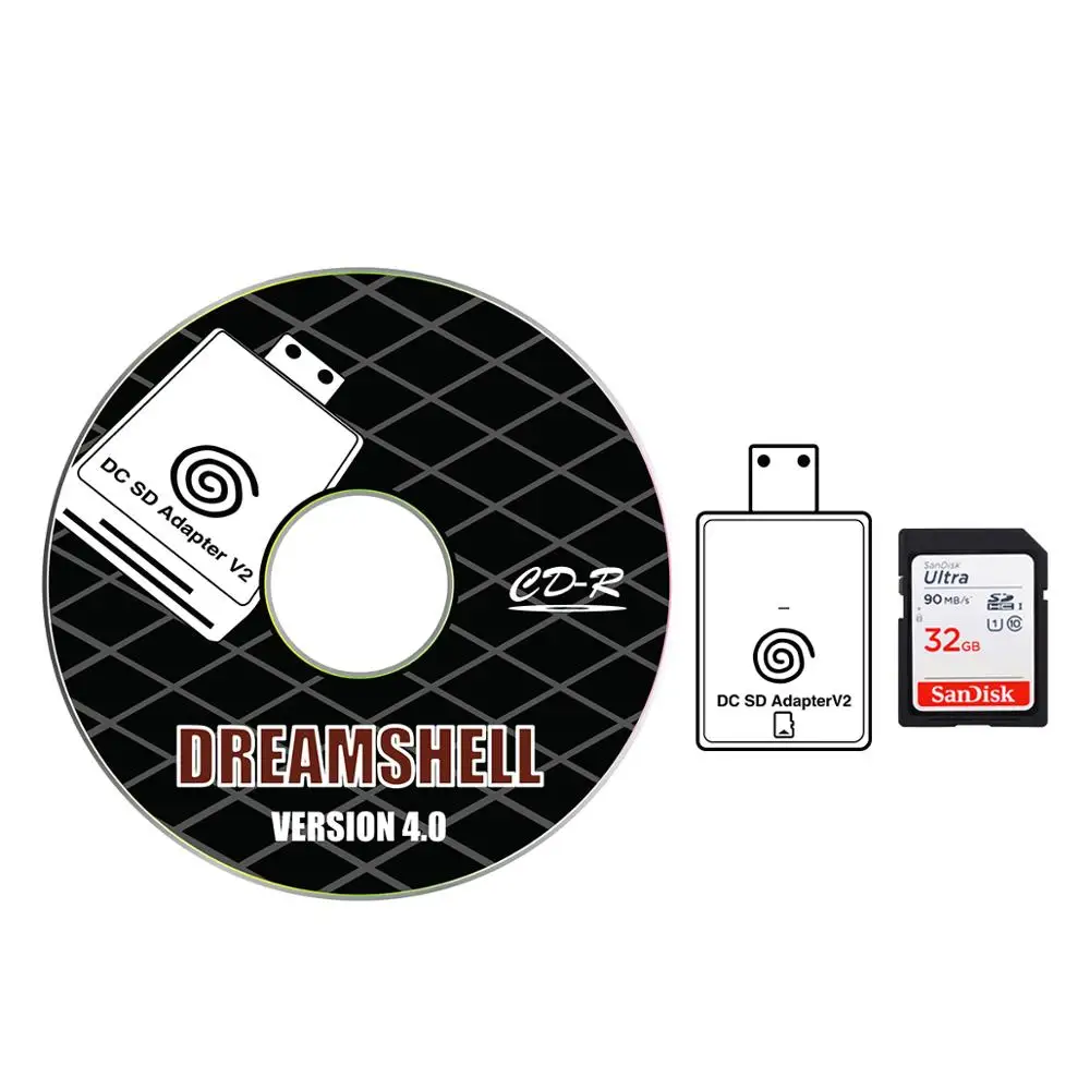 Адаптер для SD/TF карты Bitfunx SEGA Dreamcast DC консоль + CD с Загрузчиком DreamShell SD карта 32 ГБ С