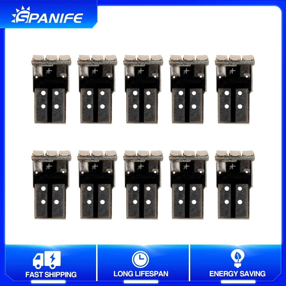 

Spanife 10Pcs T10 W5W Bulbs Super Bright LED Canbus No Error Car Interior Reading Dome Lights Auto Parking Lamp